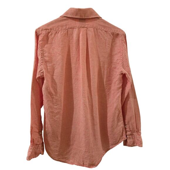 Brooks Brothers Baird McNutt Linen Pink White Gingham Button Down Shirt Medium - Picture 3 of 9